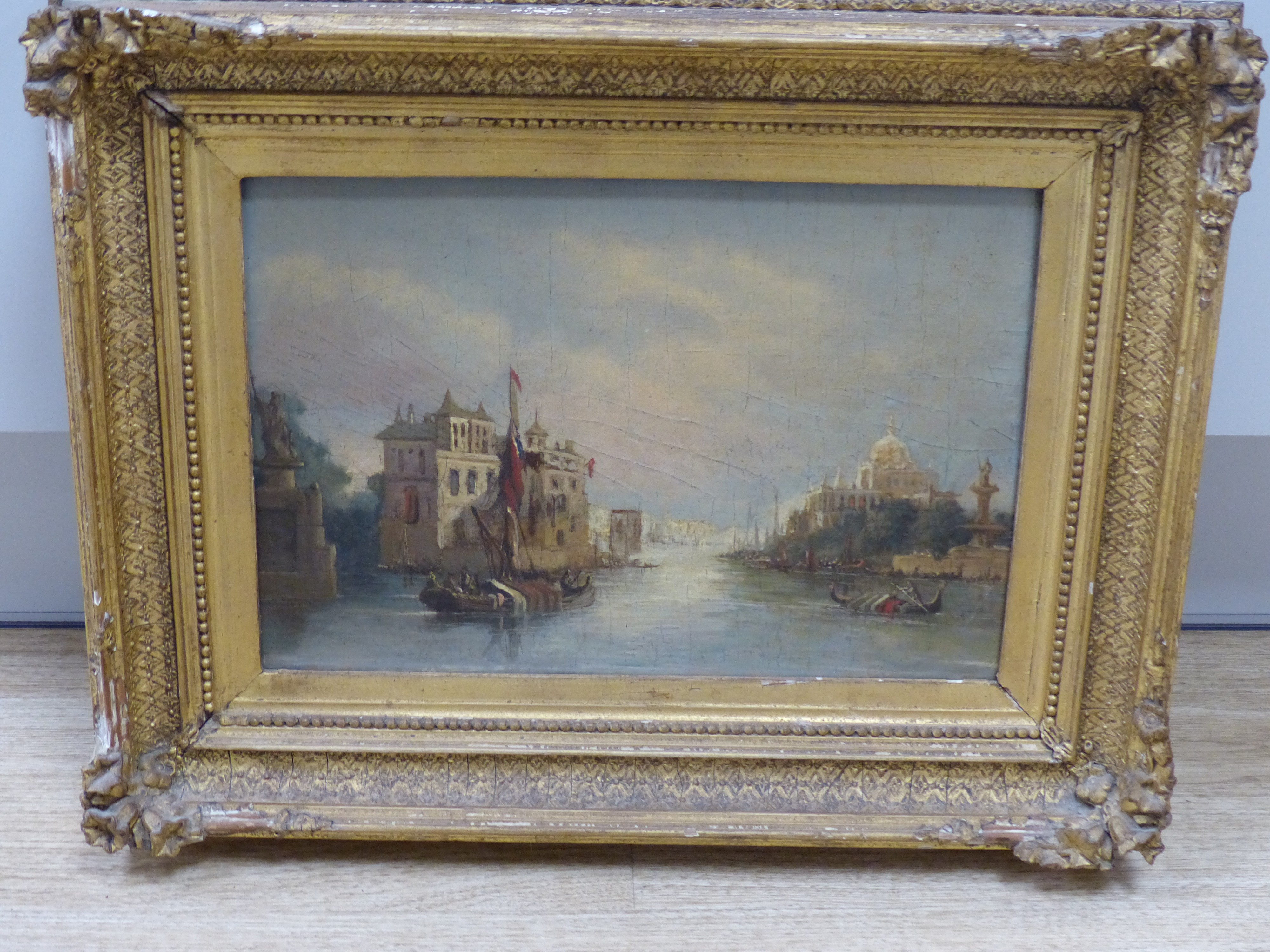 19th century, oil on board, Venetian estuary scene, 31 x 21cm